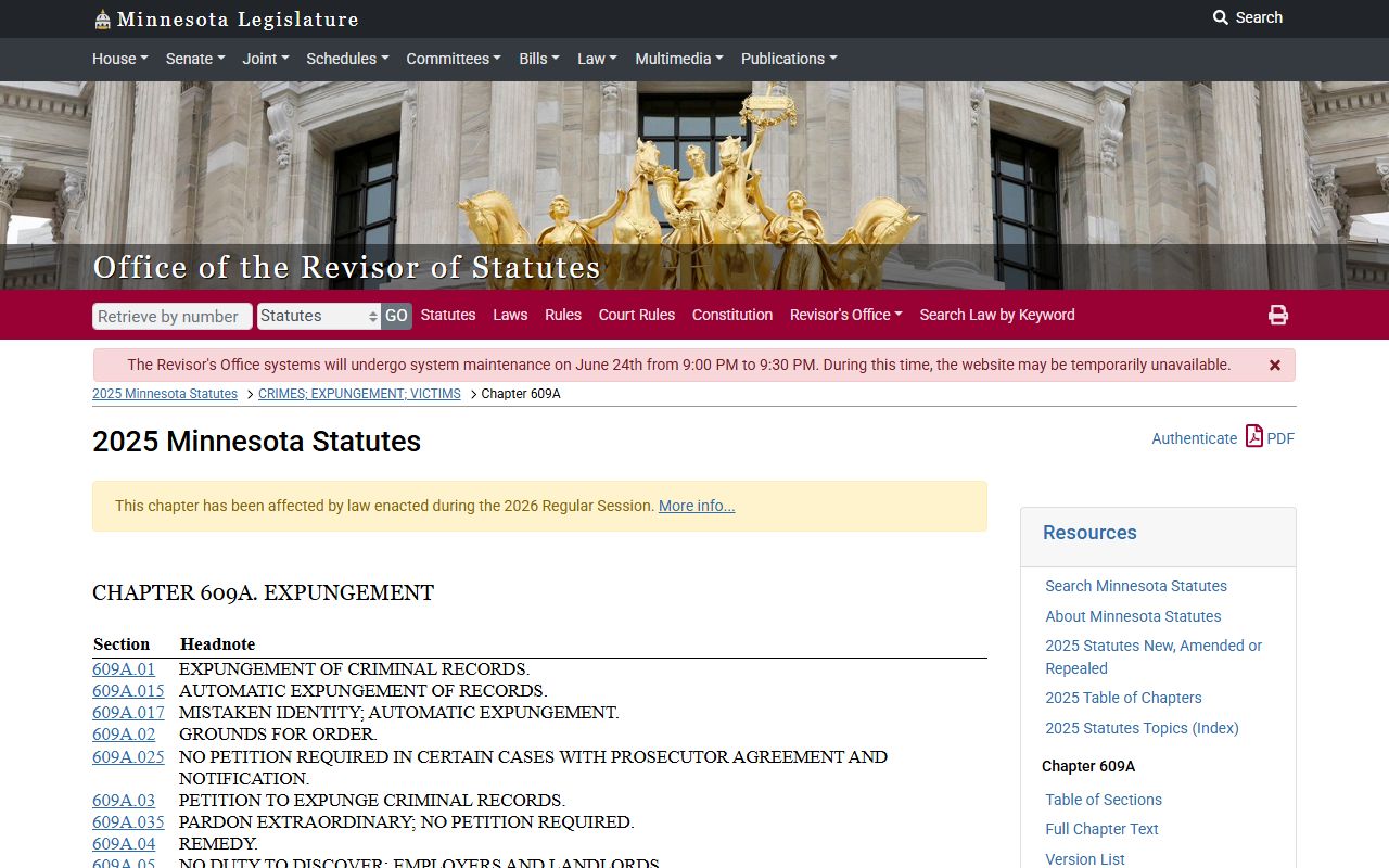 Minnesota expungement chapter