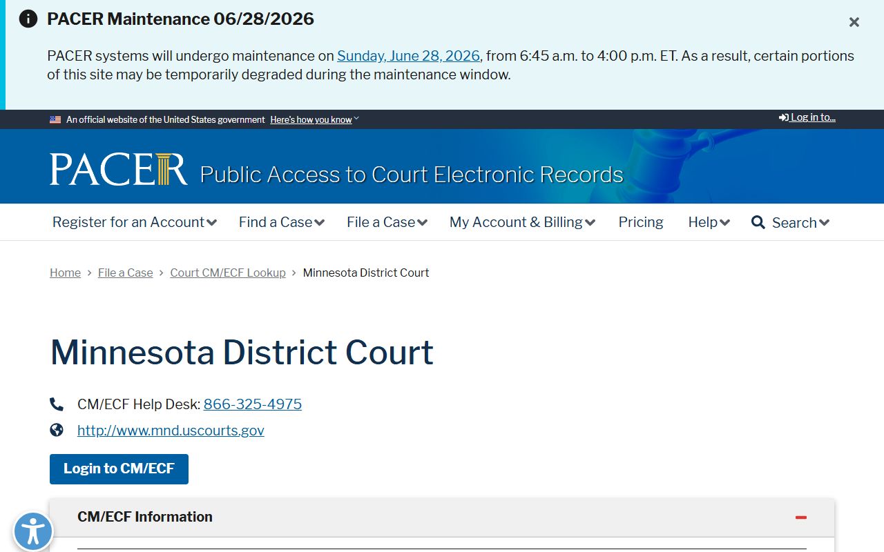 Becker County District Court PACER federal district lookup