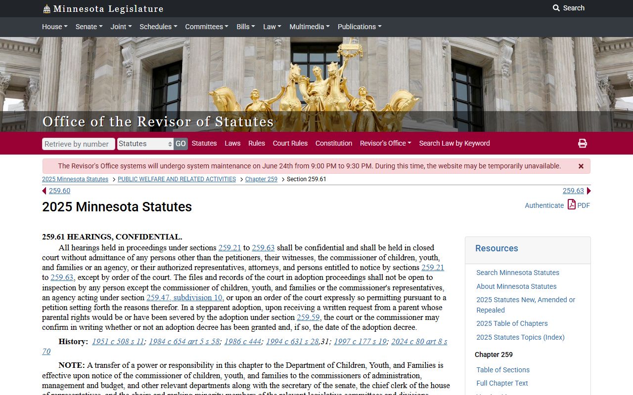 Becker County probate records adoption confidentiality statute