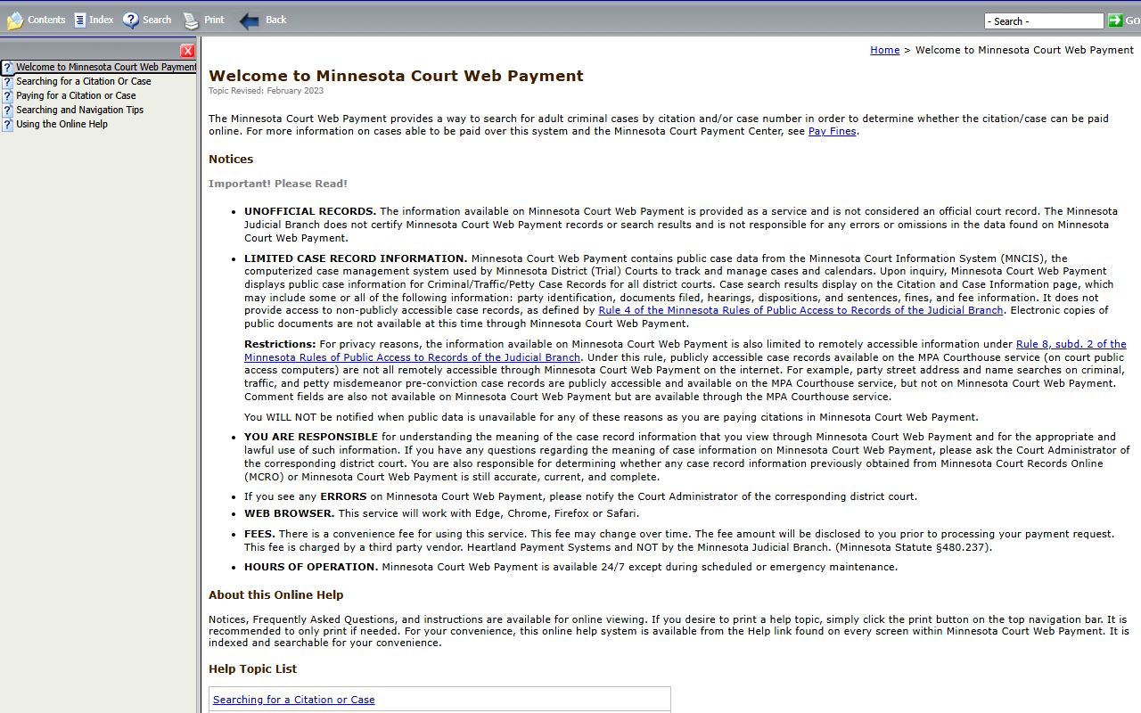 Becker County traffic court records Minnesota Court Web Payment help